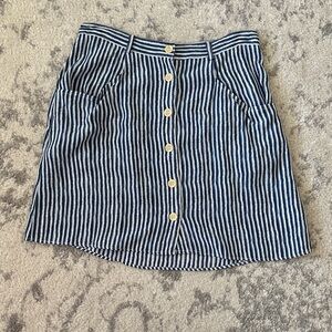 Cooperative Navy and White Striped Mini Skirt
